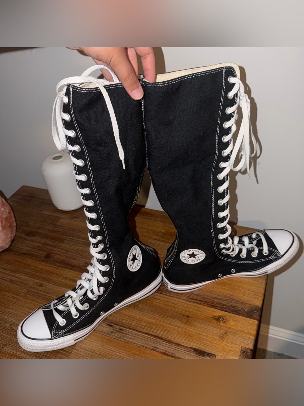 Converse All Star XXHi Knee High Sneakers Black Canvas Back Zip